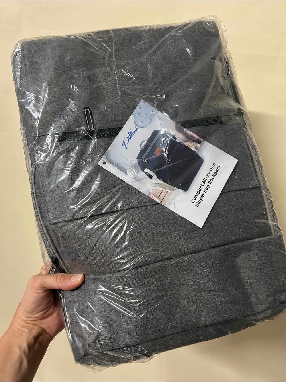 Gray Kids Diaper Backpack - Compact All-in-One